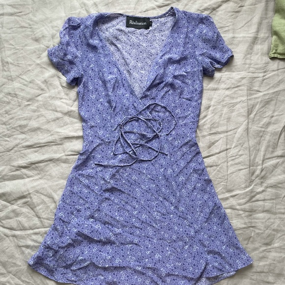Realisation Purple Wrap Mini Dress S - Picture 4 of 11